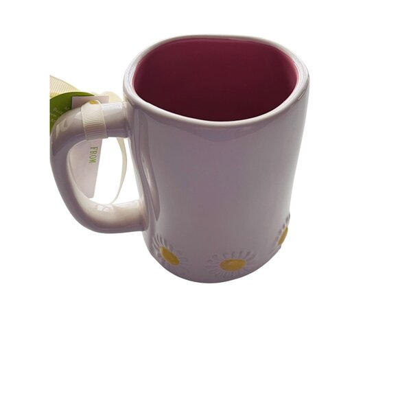 Rae Dunn Sentimental "Mama" Ceramic Mug W/ Daisy Embossed Design & Pink Interior - Picture 4 of 7